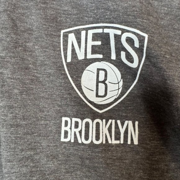 Brooklyn Nets 3/4 Zip We Go Hard Men's Long Sleeve Shirt Pullover Gray Size S - Picture 2 of 9